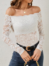 Load image into Gallery viewer, Off-Shoulder Long Sleeve Lace Top