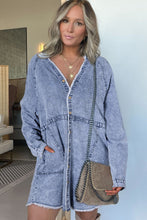 Load image into Gallery viewer, Raw Hem Button Down Long Sleeve Denim Dress