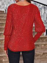 Load image into Gallery viewer, Sequin Boat Neck Long Sleeve Top