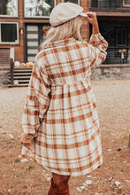 Load image into Gallery viewer, Plaid Collared Neck Long Sleeve Mini Shirt Dress