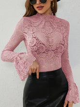 Load image into Gallery viewer, Mock Neck Long Sleeve Lace Top