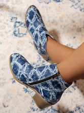 Load image into Gallery viewer, Printed Block Heel Boots with Side Zip