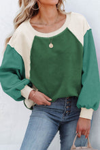 Load image into Gallery viewer, Color Block Round Neck Long Sleeve Sweatshirt