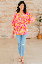 Load image into Gallery viewer, Dreamer Peplum Top in Pink Filigree