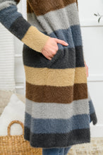 Load image into Gallery viewer, Fuzzy Longline Cardigan In Blue &amp; Cocoa