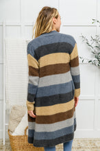 Load image into Gallery viewer, Fuzzy Longline Cardigan In Blue &amp; Cocoa