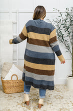 Load image into Gallery viewer, Fuzzy Longline Cardigan In Blue &amp; Cocoa