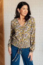 Load image into Gallery viewer, Honey Honey Floral Smocked Blouse in Black