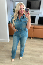 Load image into Gallery viewer, Sylvia Short Sleeve Denim Jumpsuit