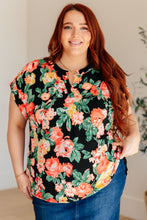 Load image into Gallery viewer, Lizzy Cap Sleeve Top in Black Garden Floral