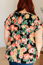 Load image into Gallery viewer, Lizzy Cap Sleeve Top in Black Garden Floral