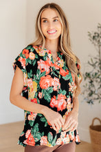 Load image into Gallery viewer, Lizzy Cap Sleeve Top in Black Garden Floral