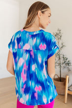 Load image into Gallery viewer, Lizzy Cap Sleeve Top in Royal Brush Strokes