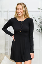 Load image into Gallery viewer, Long Sleeve Button Down Dress In Black