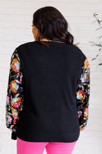 Load image into Gallery viewer, She is the Party Floral Sequins Mesh Sleeve Top