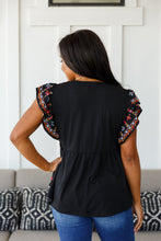 Load image into Gallery viewer, Sophia Embroidered Blouse in Black