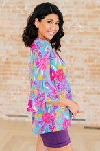 Load image into Gallery viewer, Willow Bell Sleeve Top in Bright Blue Floral