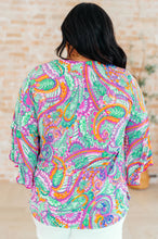 Load image into Gallery viewer, Willow Bell Sleeve Top in Lavender Mint Paisley