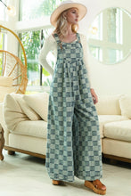 Load image into Gallery viewer, Double Take Checkered Sleeveless Wide Leg Denim Jumpsuit