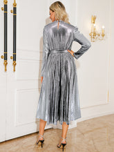 Load image into Gallery viewer, Tie Waist Long Sleeve Midi Dress