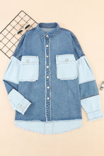 Load image into Gallery viewer, Raw Hem Color Block Denim Jacket