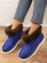 Load image into Gallery viewer, Faux Fur Suede Round Toe Sneakers