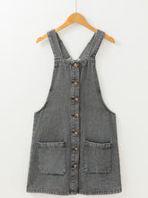 Load image into Gallery viewer, Wide Strap Button Down Denim Overall Dress