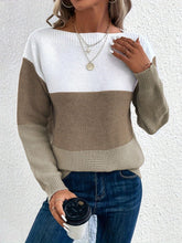 Load image into Gallery viewer, Color Block Boat Neck Sweater