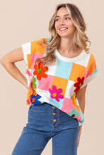 Load image into Gallery viewer, BiBi Flower Patch Checkered Sweater Vest