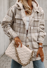 Load image into Gallery viewer, Plaid Removable Hood Button Up Shacket