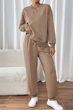 Load image into Gallery viewer, Perfee Round Neck Long Sleeve Top and Pants Set