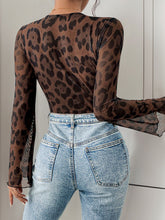 Load image into Gallery viewer, Perfee Leopard V-Neck Lace Bodysuit