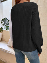 Load image into Gallery viewer, Contrast Heart Round Neck Long Sleeve Sweater