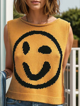 Load image into Gallery viewer, Smiley Round Neck Sweater Vest