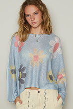 Load image into Gallery viewer, POL Flower Dropped Shoulder Long Sleeve Knit Top