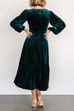 Load image into Gallery viewer, V-Neck Long Sleeve Midi Velvet Dress