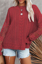 Load image into Gallery viewer, Openwork Round Neck Long Sleeve Sweater