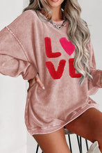 Load image into Gallery viewer, Valentine’s Day LOVE Round Neck Long Sleeve Sweatshirt