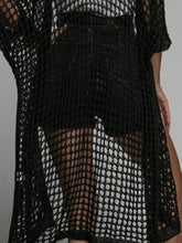 Load image into Gallery viewer, Openwork Open Front Three-Quarter Sleeve Cover Up