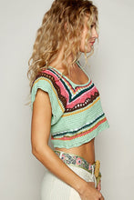 Load image into Gallery viewer, POL Openwork Ethnic Pattern Square Neck Cropped Knit Top