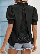 Load image into Gallery viewer, Lace Detail Notched Short Sleeve Top