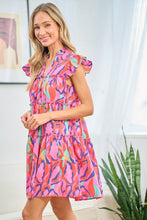 Load image into Gallery viewer, First Love Full Size Printed Ruffle Cap Sleeve Tiered Dress