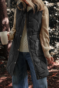 Pocketed Zipper and Button Vest Coat