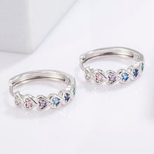 Load image into Gallery viewer, 925 Sterling Silver Inlaid Zircon Heart Huggie Earrings