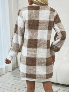 Plaid V-Neck Long Sleeve Dress