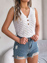 Load image into Gallery viewer, Openwork V-Neck Knit Vest