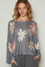 Load image into Gallery viewer, POL Flower Dropped Shoulder Long Sleeve Knit Top