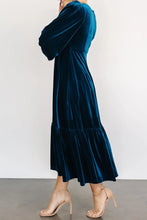 Load image into Gallery viewer, V-Neck Long Sleeve Midi Velvet Dress