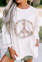 Load image into Gallery viewer, Peace Patch Round Neck Long Sleeve Top