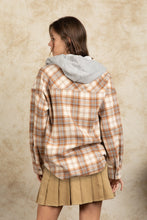 Load image into Gallery viewer, Drawstring Plaid Long Sleeve Hooded Jacket